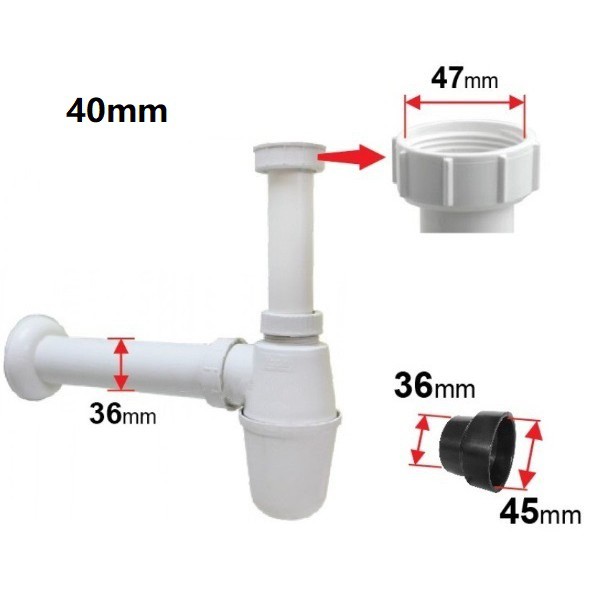 Sink Waste Basin & Bathroom Sink Waste PVC Bottle Trap 32mm 40mm