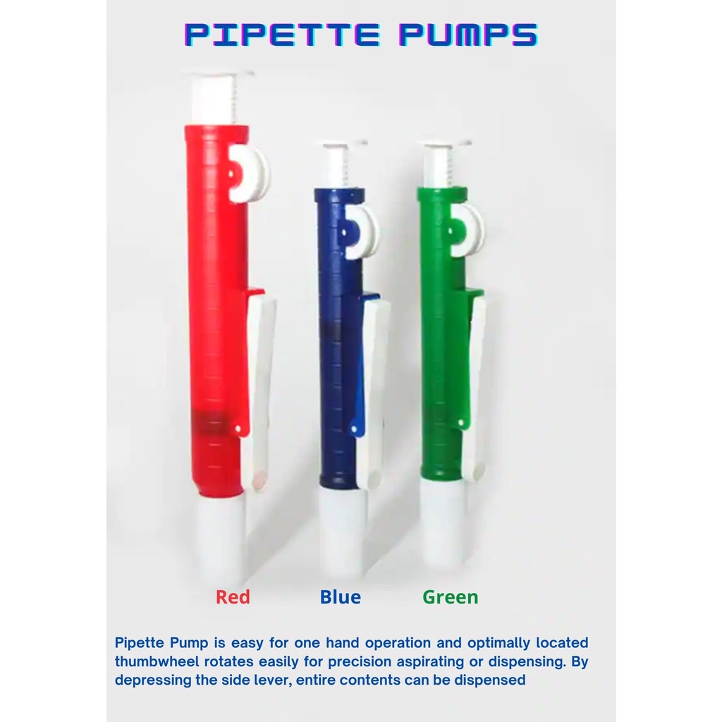 Dlab / Dragonlab Pipette pump 2ml blue, Pipette pump 10ml green
