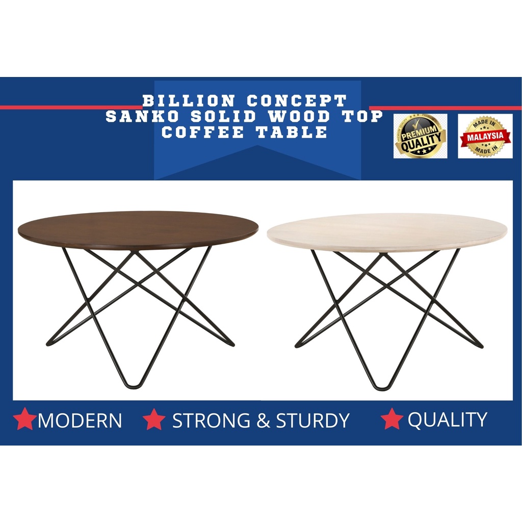READY STOCK BILLION CONCEPT SANKO SOLID WOOD TOP + METAL LEG COFFEE