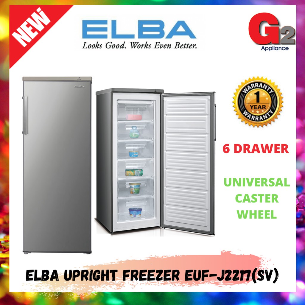 ELBA (AUTHORISED DEALER) UPRIGHT FREEZER 220L EUFJ2217(SV) W550 x H1
