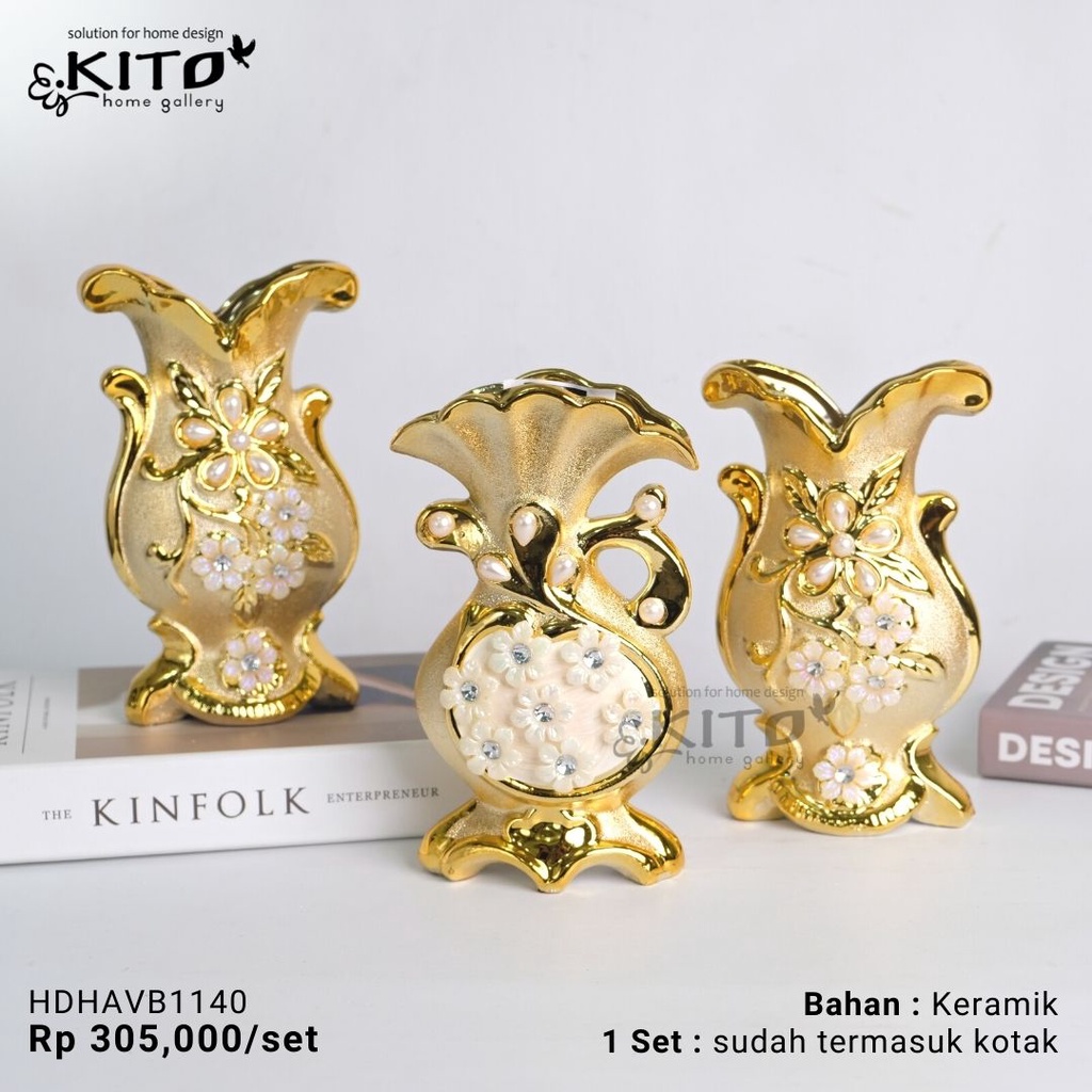 Kito Gold Vase Set/Imported Gold Pot (1140) Shopee Malaysia