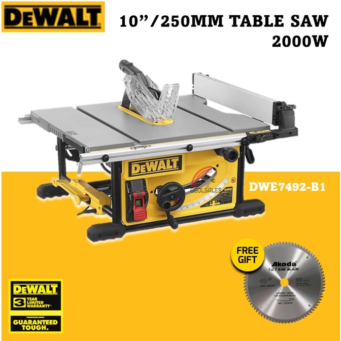 Dewalt DWE7492 250mm 2000W Table Saw (DWE7492B1) FREE 80T SAW BLADE Shopee Malaysia
