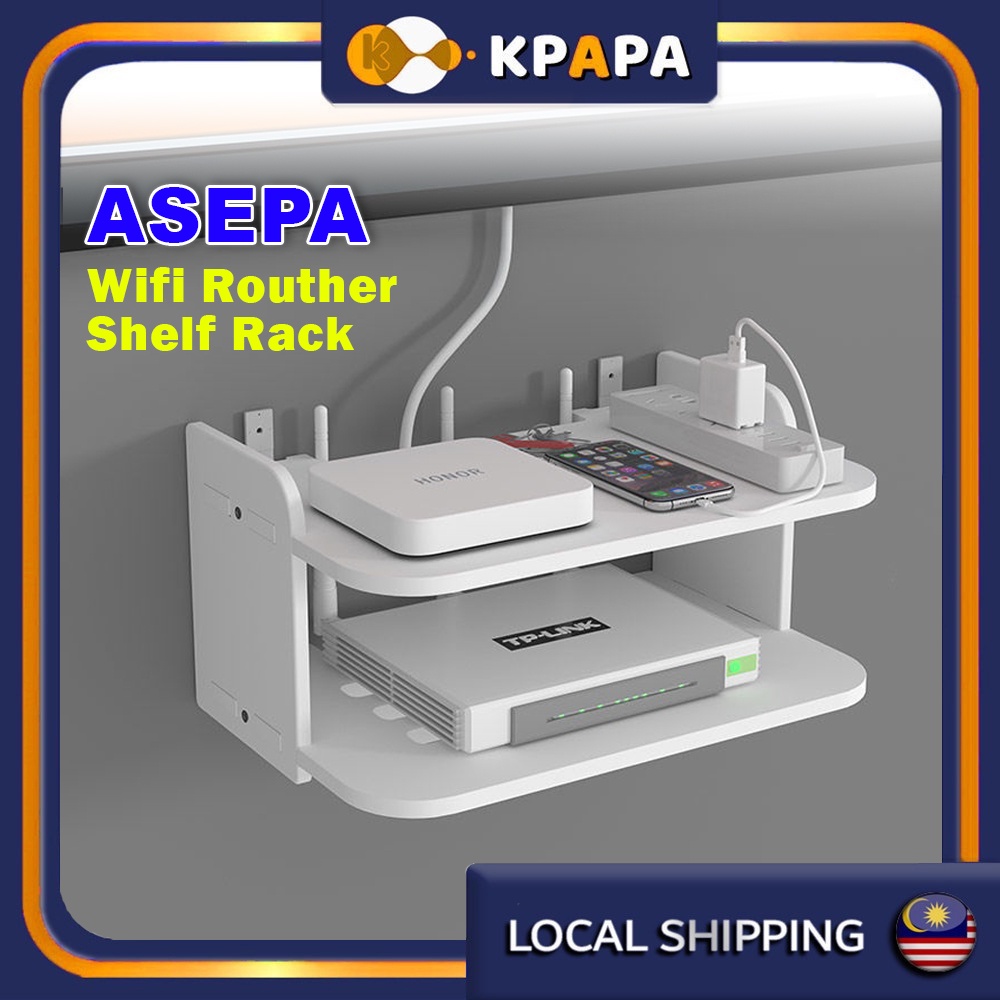 ASEPA Shelf Router Rack Wifi Modem Storage DVD Player Rack Modem Holder Rak Router Holder Astro