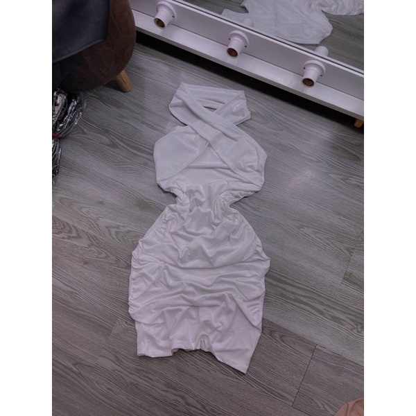 Sexy Silk CrossNeck Elastic body Dress body Hugging form (With Real