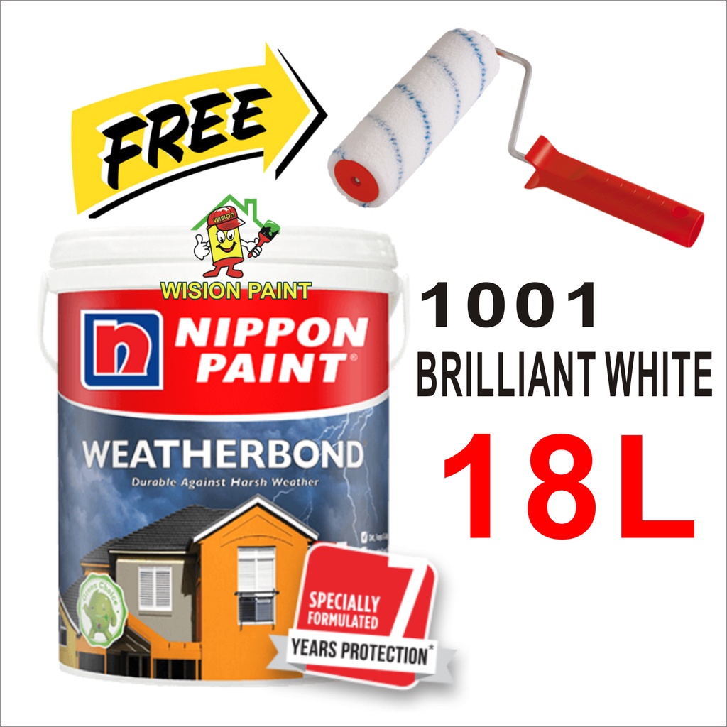 ( PROMOSI ) 18L Nippon Paint Weatherbond Brilliant White 1001 Exterior