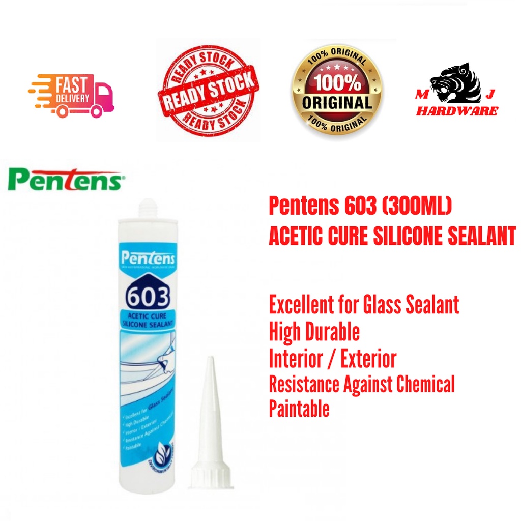 PENTENS 603 Acetic Cure Silicone Sealant Clear & White / pengedap