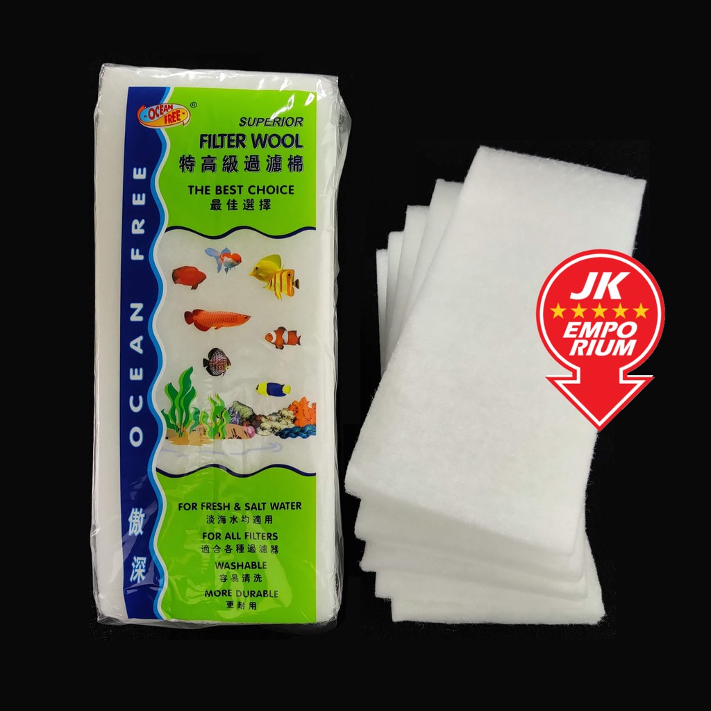 Ocean Free OF 5pcs Superior Soft Filter Wool Aquarium Mat Sponge Span Kapas Penapis Akuarium Top
