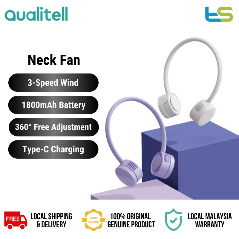 Mijia Qualitell Neck Fan 3 Speeds Wind Long Battery Life 1800mAh USBC Charging 360 Degrees
