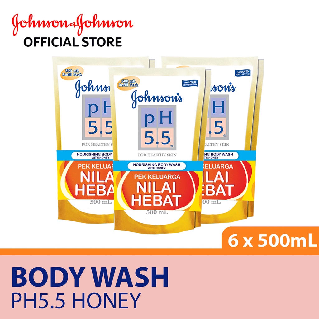 Johnson's pH5.5 Nourishing Body Wash with Honey Refill (500ml) [Twin