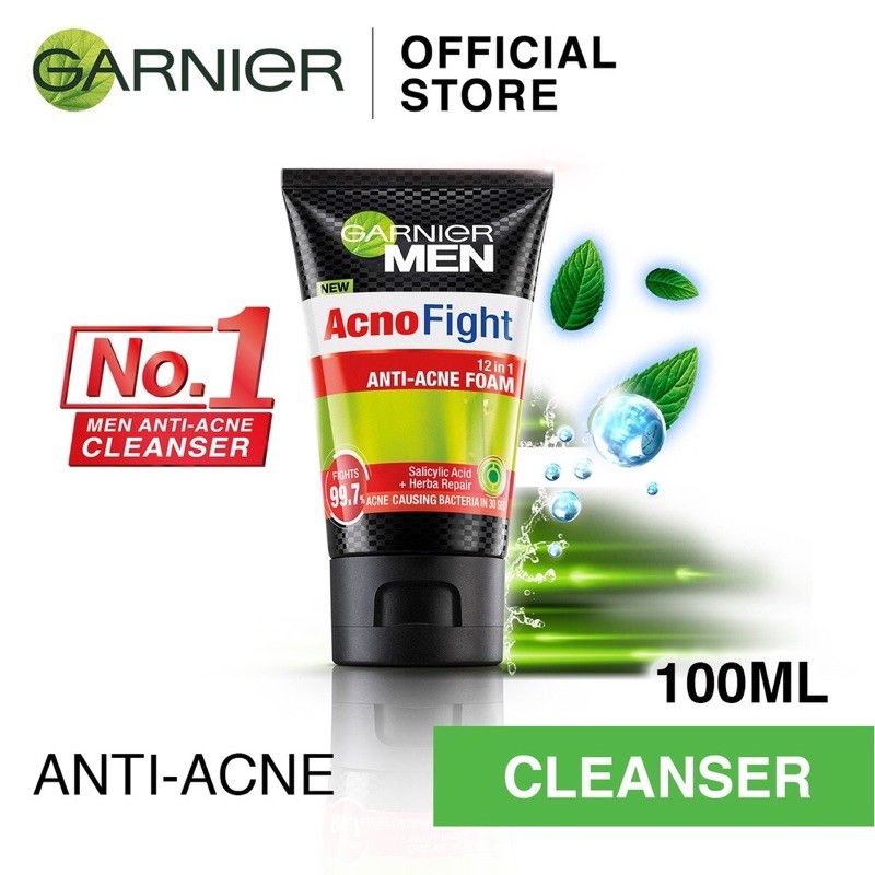 Garnier Men Acno Fight AntiAcne Face Wash (100ml) Shopee Malaysia