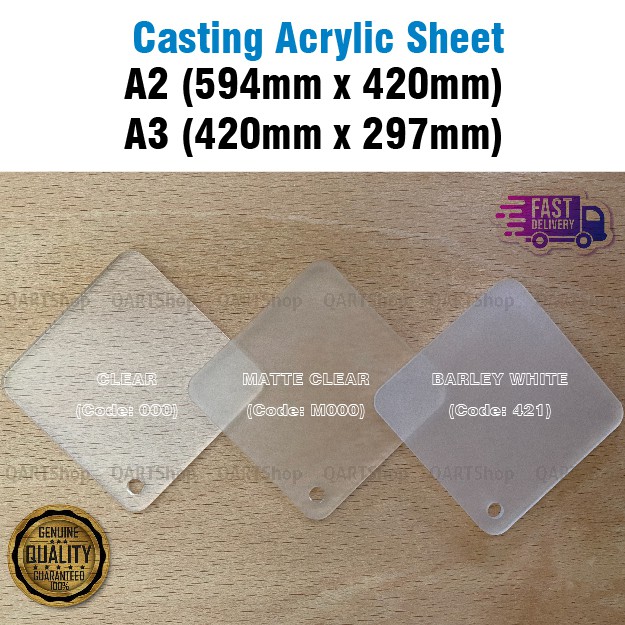 Acrylic Sheet Grade A Casting (CLEAR, MATTE & BARLEY WHITE) *A2 & A3