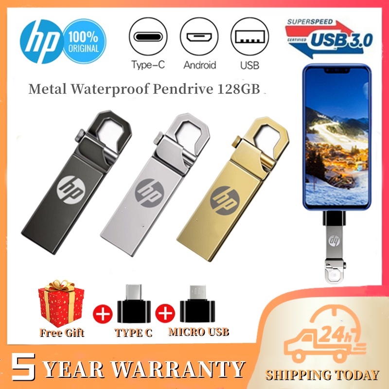 HP USB 3.0 128GB USB Flash Drive Metal PenDrive 128GB Thumb Drive Memory Stick Shopee Malaysia