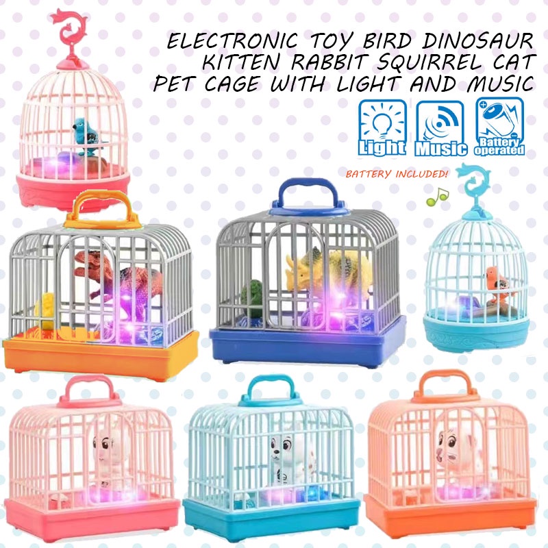 Electronic Toy Bird Dinosaur Kitten Rabbit Squirrel Cat Pet Cage with