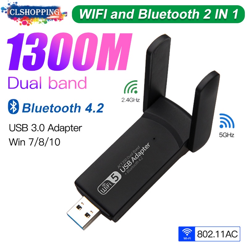 1300Mbps USB 3.0 Bluetooth 4.2 Wireless AC Network Card 5.8G/2.4G USB