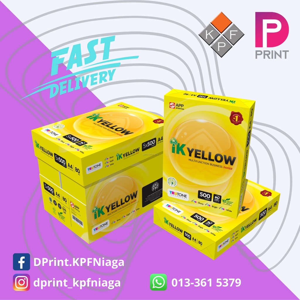 IK Yellow Paper A4 Size 70gsm (Maximum Postage = 5reams) Shopee Malaysia