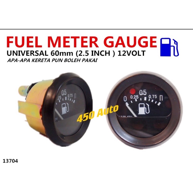 FUEL METER GAUGE UNIVERSAL 60MM 12V wira waja iswara Kancil Shopee