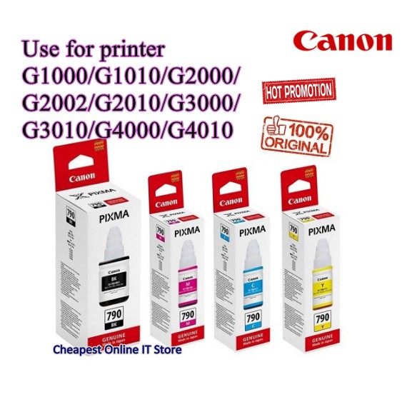 {ORIGINAL} Canon Refill Ink (B,C,M,Y) GI790 For Printer G1000/G1010