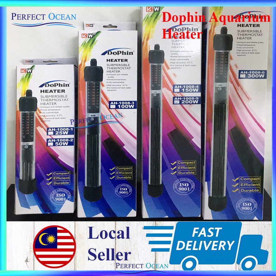 Dophin Thermostat Heater Aquarium 50W,100W,200W,300W Pemanas Air