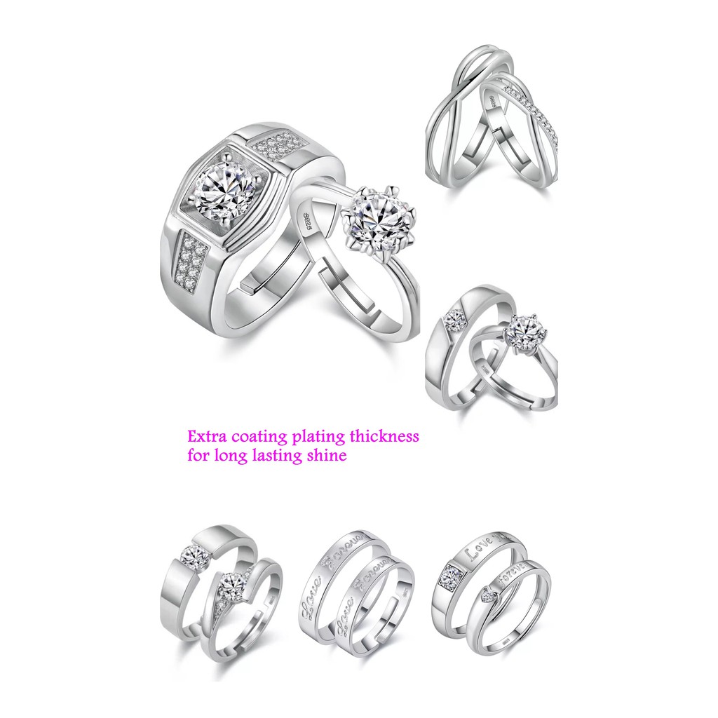 100 Silver Couple Ring** Wedding Band** Cincin Merisik** Cincin Tunang**Cincin Akad Nikah