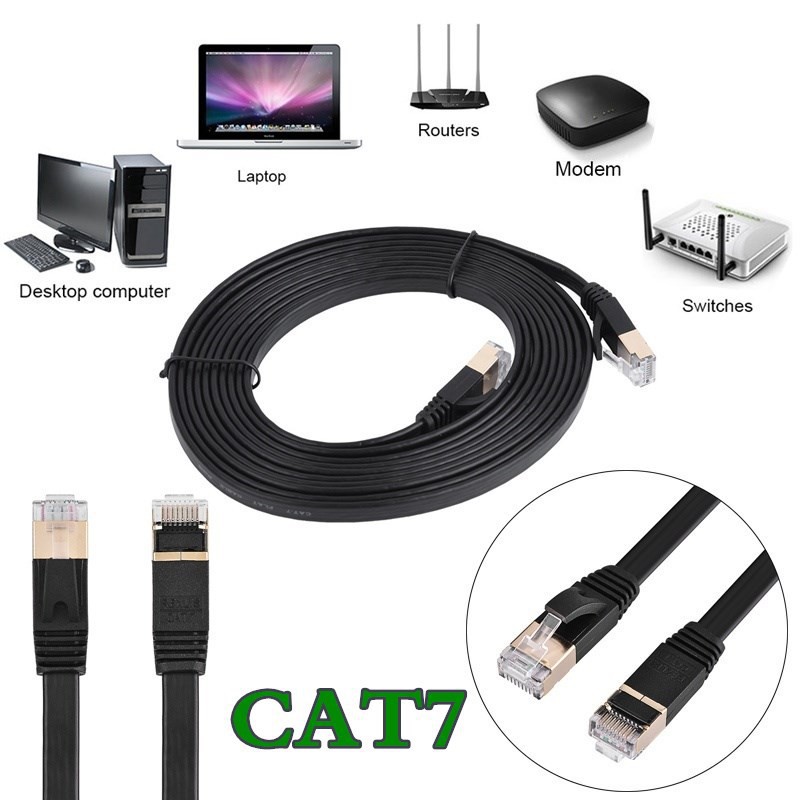 20M50M CAT7 High Speed RJ45 STP Flat 10Gigabit Network LAN