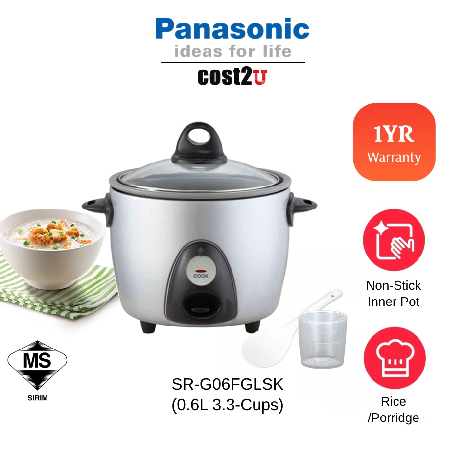 Panasonic 0.6L Rice Cooker with NonStick Coates Pan SRG06FGLSK SR