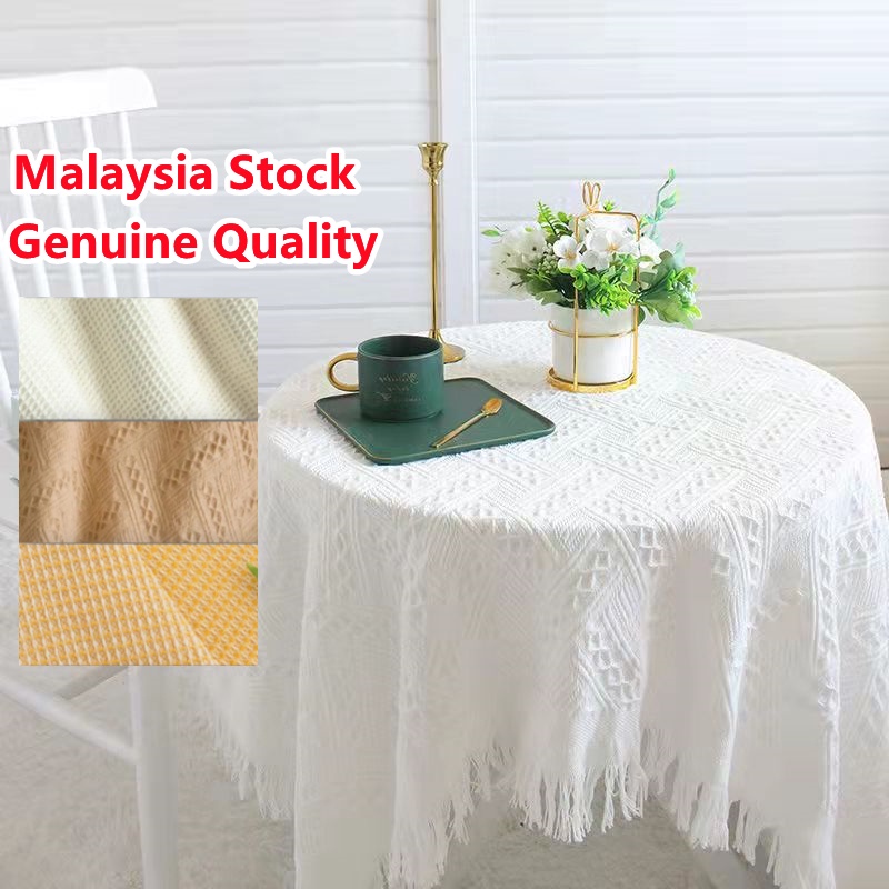 【MY STOCK&COD】INS White Tgird Table Cloth Coffee Table Cloths Party