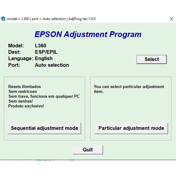 Epson L360 Adjprog Software Reset Waste Ink Pad Counter Shopee Malaysia