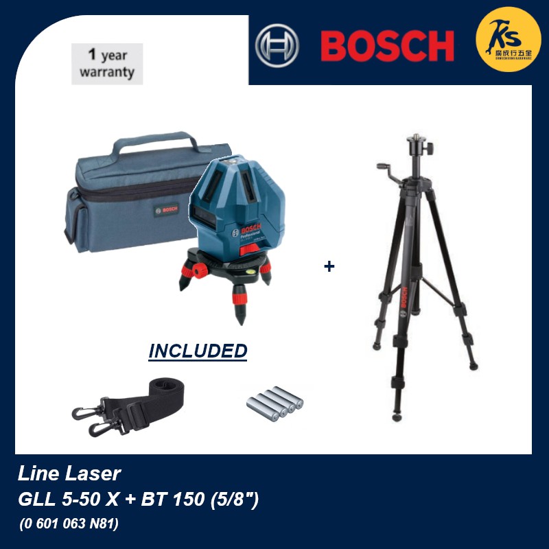 BOSCH Line Laser GLL 550 X Professional with Tripod BT 150 (5/8