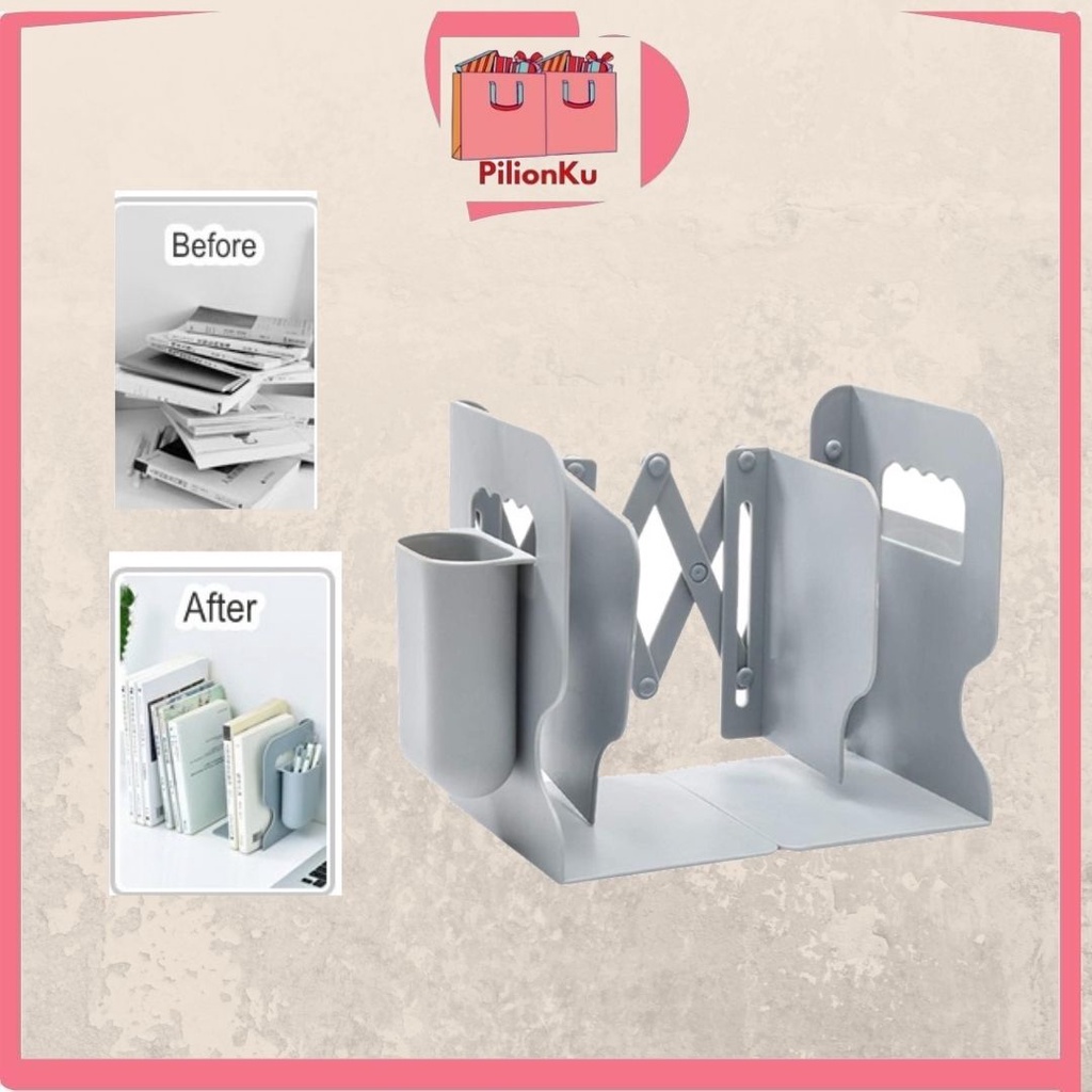 Desk Organizer Book Stand with Pen Holder Adjustable Shelf Desk Book