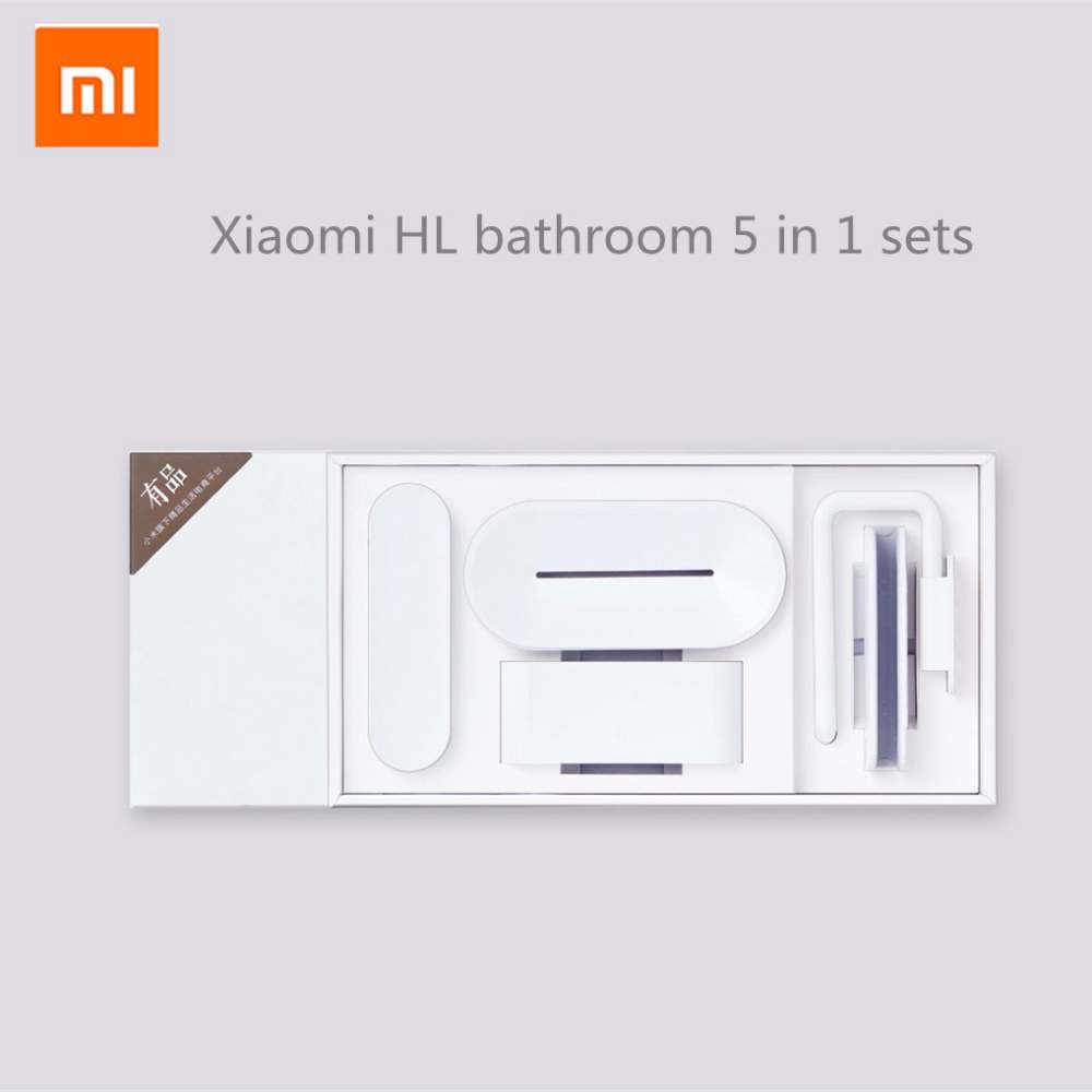 Original xiaomi mijia HL bathroom 5 in1 sets for Soap Tooth Hook Storage Box and Phone Holder