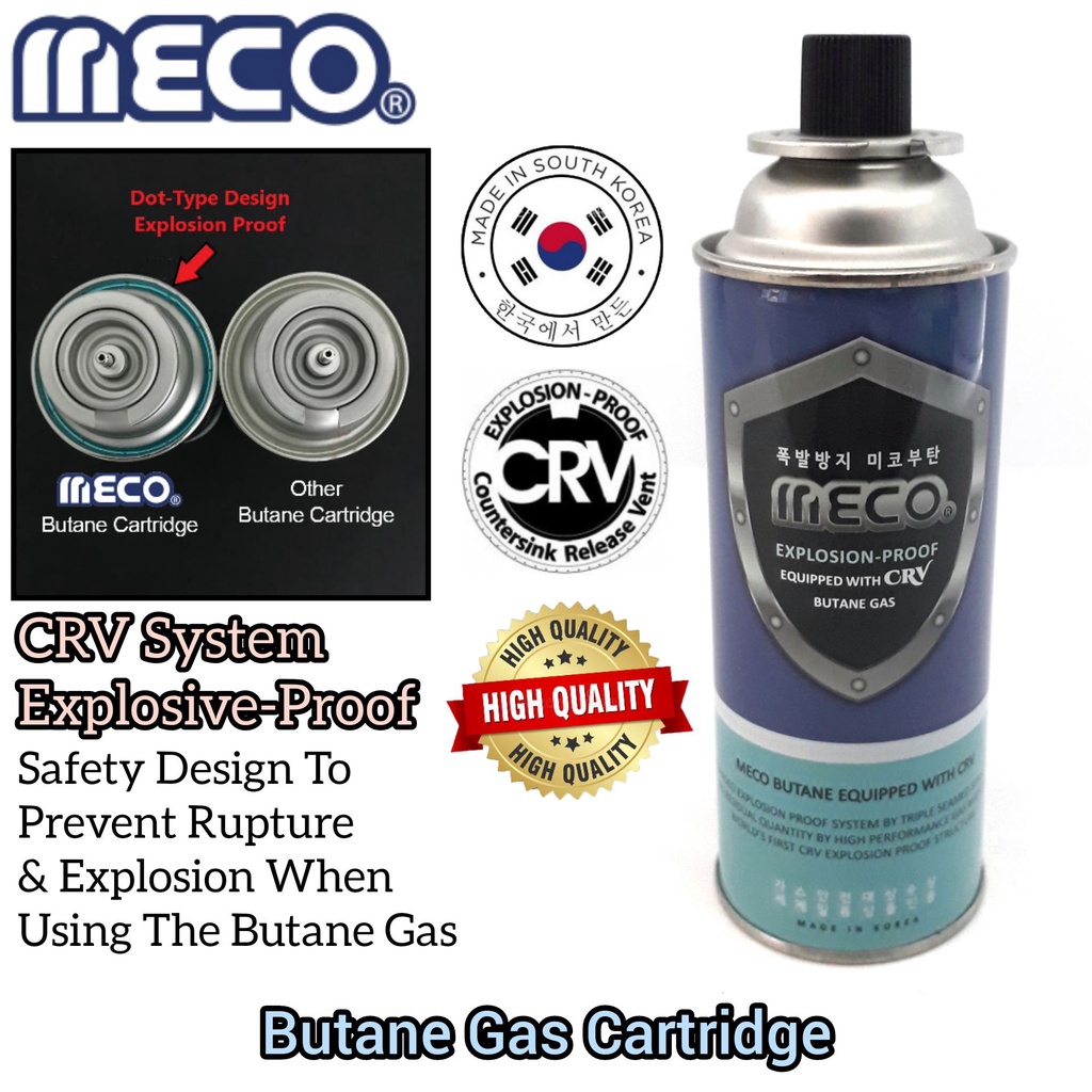 Meco Korea Butane Gas Cartridge For Kitchen Stove, BBQ With CRV