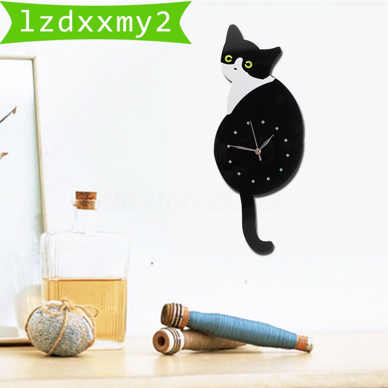 Newest Tail Wagging Cat Design Wall Clock Silence Pendulum Clock Home Decoration 05 Shopee