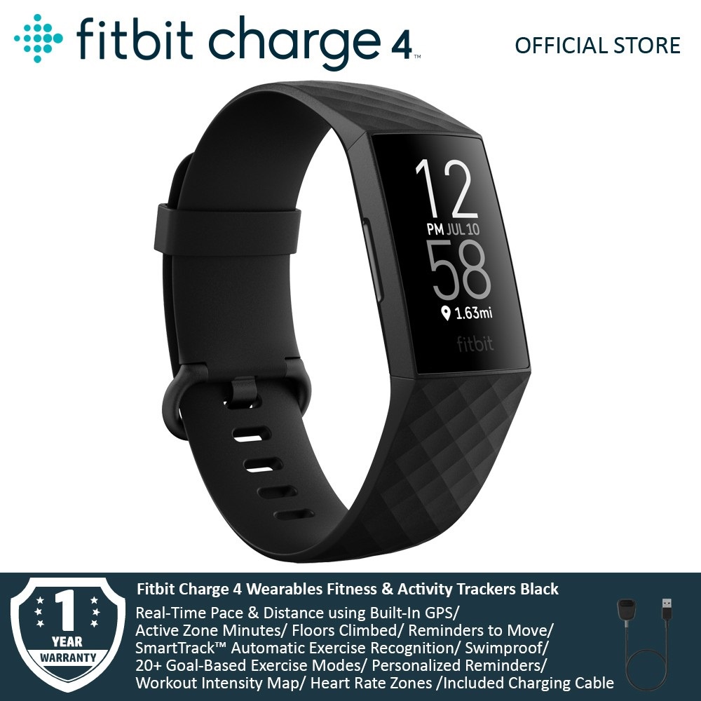 Fitbit Charge 4 Wearables Fitness & Activity Trackers Black/ Rosewood
