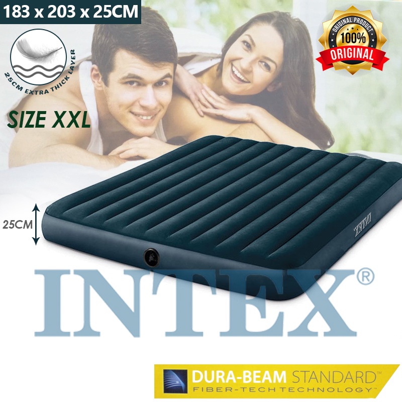INTEX 5x Sizes Extra Thick Latest Version Inflatable Air Bed Air Mattress Outdoor Camping Bed