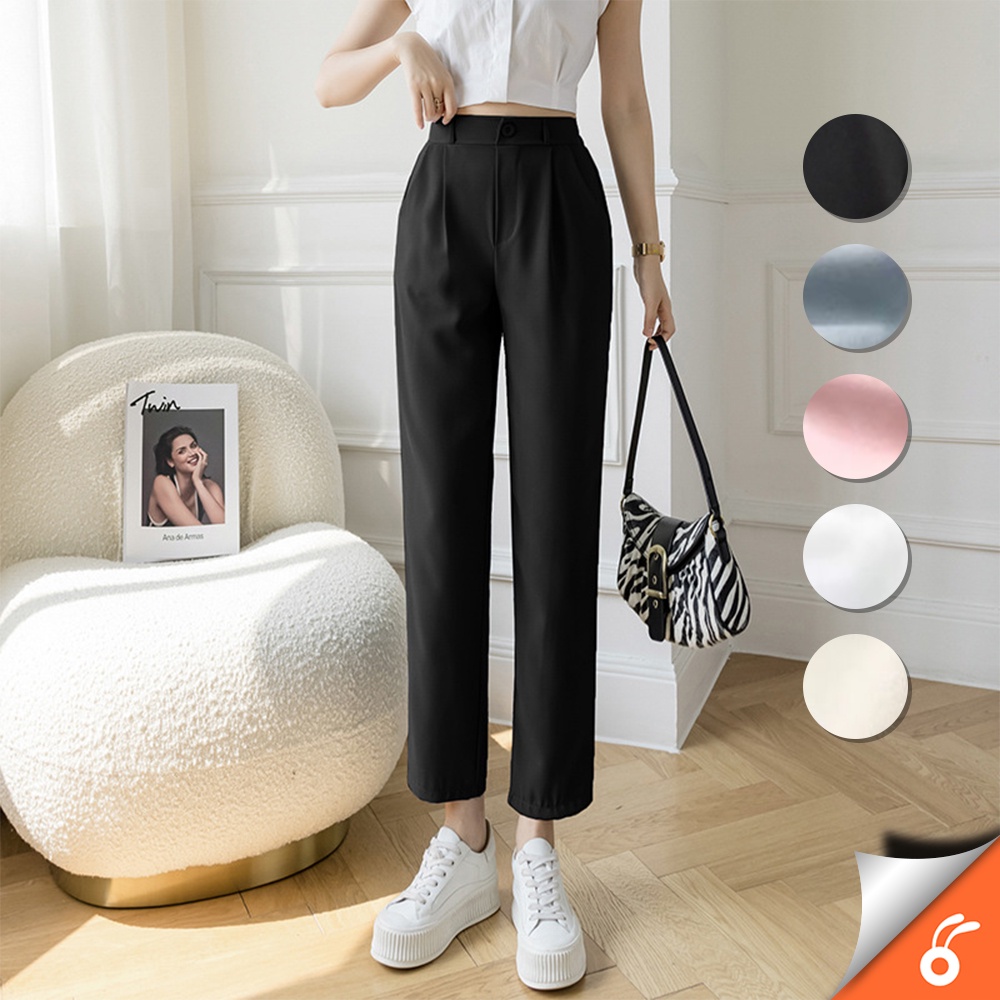 0280 SOYA Women Long Pants Straight 9Point Suit Pants Korean Style