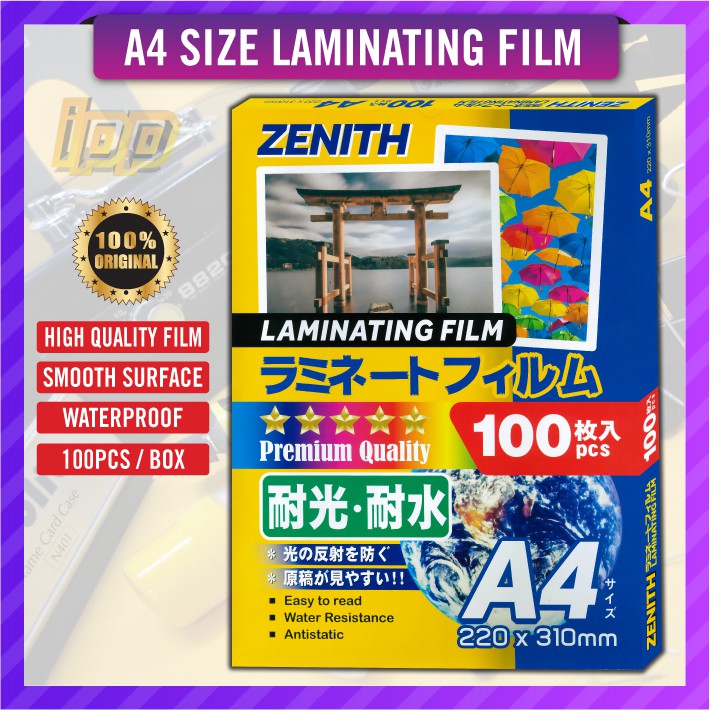 A4 LAMINATING FILM ZENITH 100pcs PREMIUM QUALITY LAMINATING FILM
