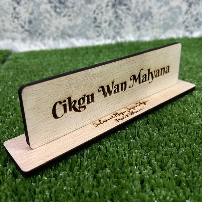 Papan Nama Kayu Ukiran Ukir / Table Stand Name Signage Wood Engraved