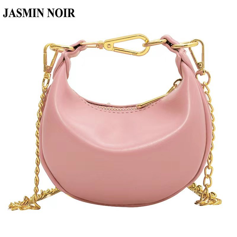 JASMIN NOIR PU Leather Women's Shoulder Bag Chain Crossbody Bag Half Moon Handbag Shopee Malaysia