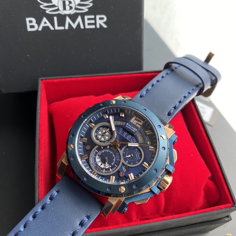*Ready Stock*ORIGINAL Balmer Royal Blue Rose Gold Genuine Leather