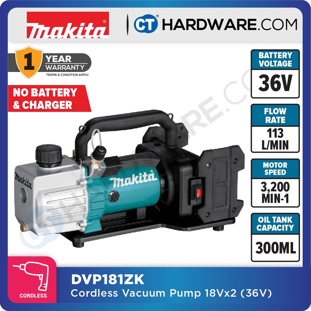 MAKITA DVP181ZK CORDLESS VACUUM PUMP 18VX2 113L/MIN MOTOR MOTOR SPEED