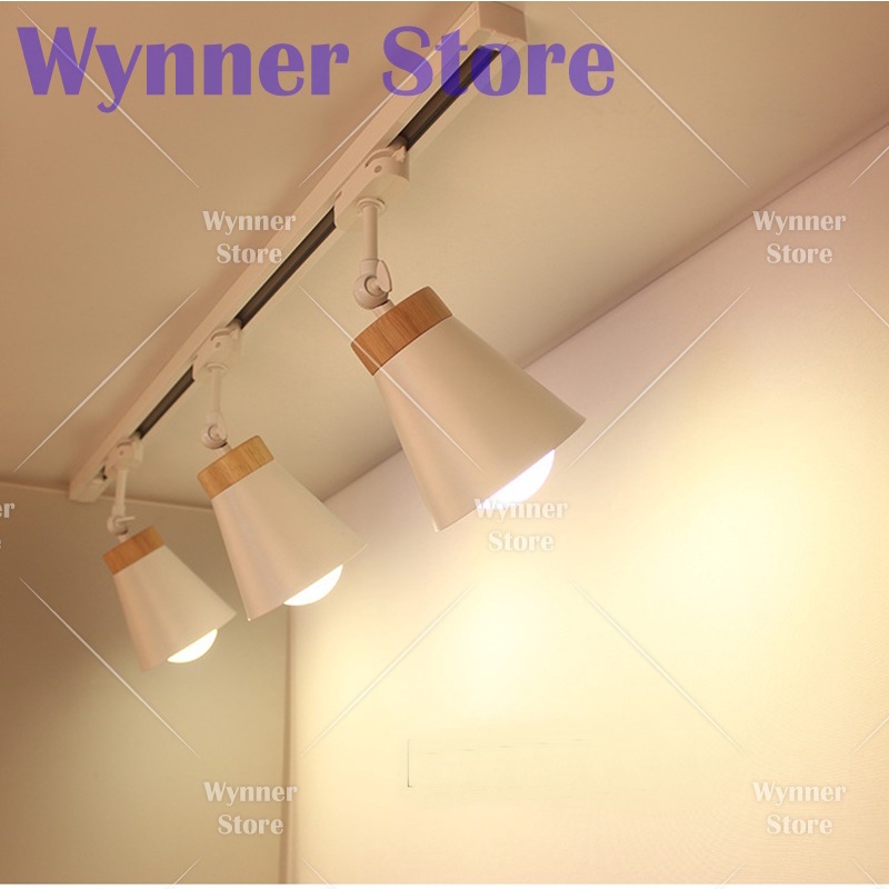 Set of 4 1 Meter Track Rail with 3 x Track Light with E27 Led Bulb