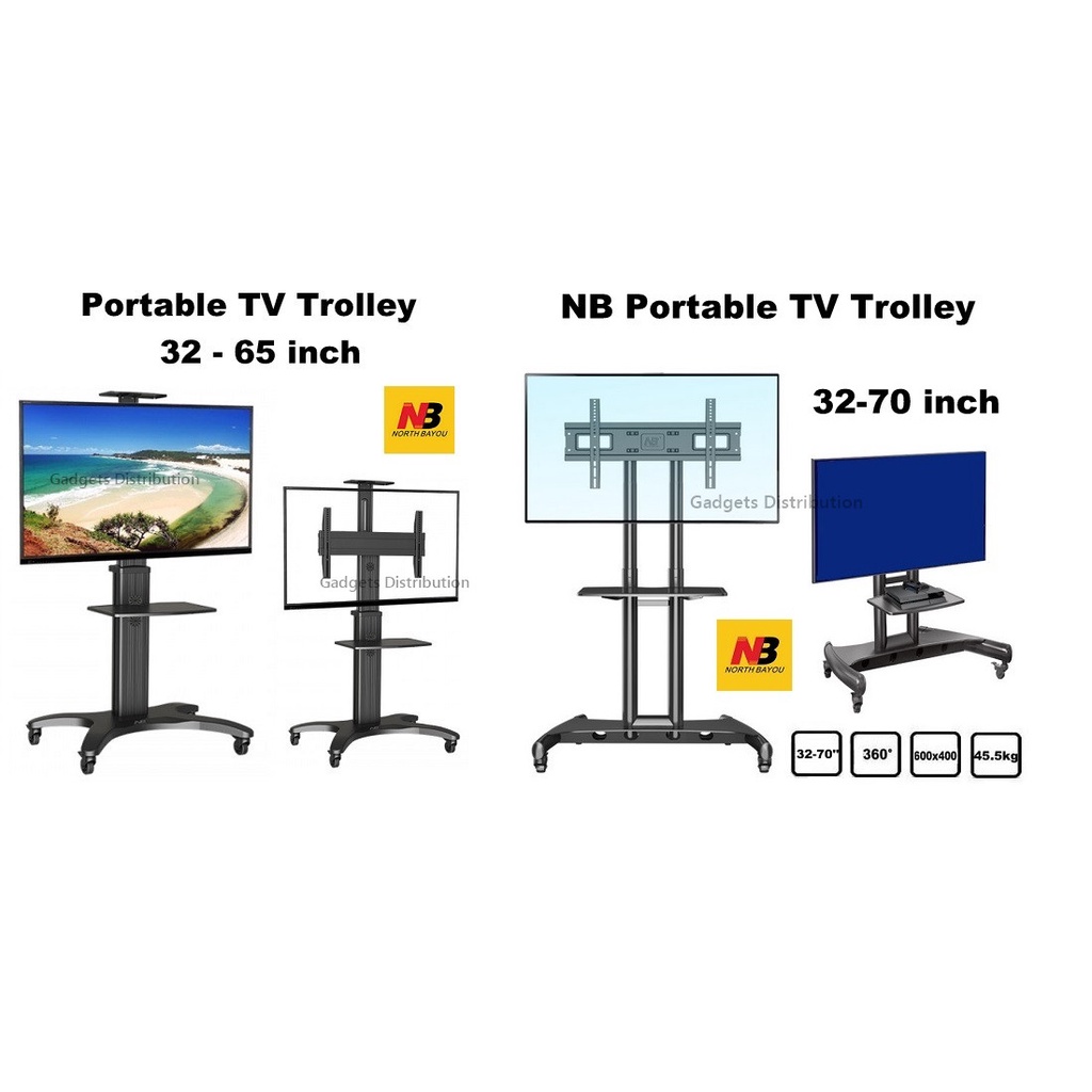 NB North Bayou AVA1500601P AVA1500 32 to 65 Portable TV Trolley Stand