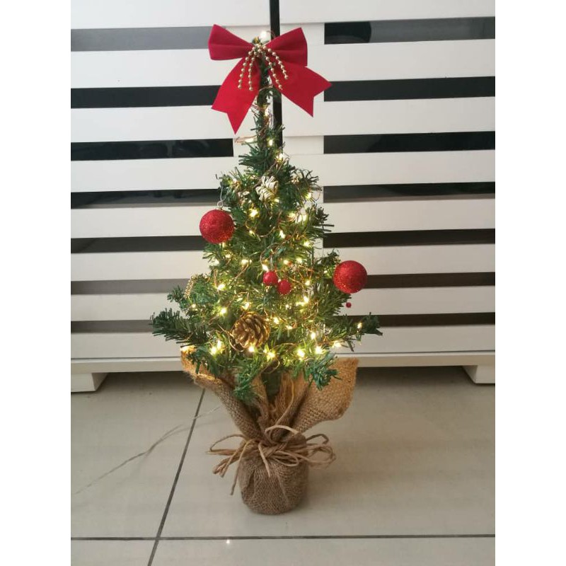 Small Christmas Tree with Fairy Lights & Decorations Shopee Malaysia