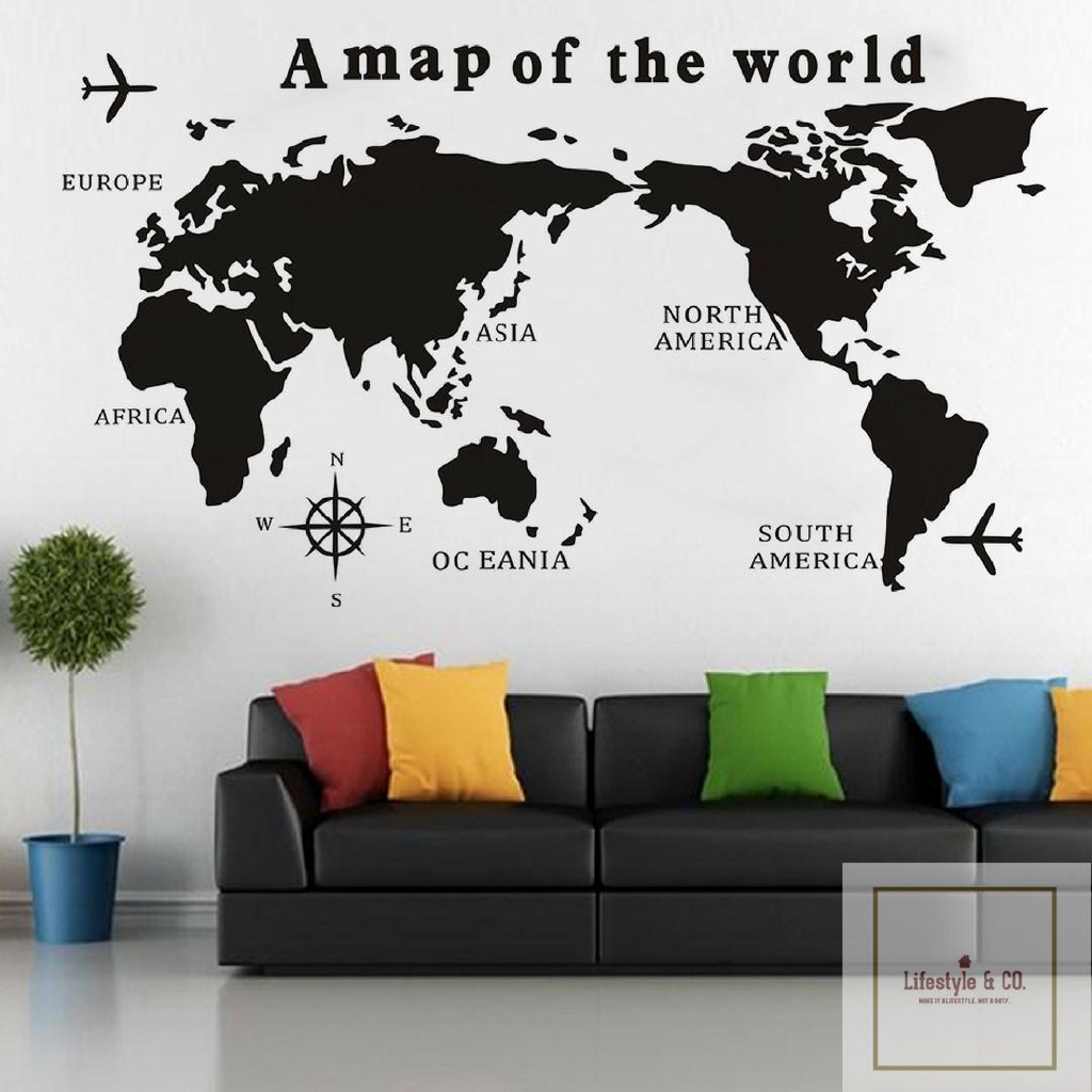 world map travel design A map of the world Sticker Removable Wall paper
