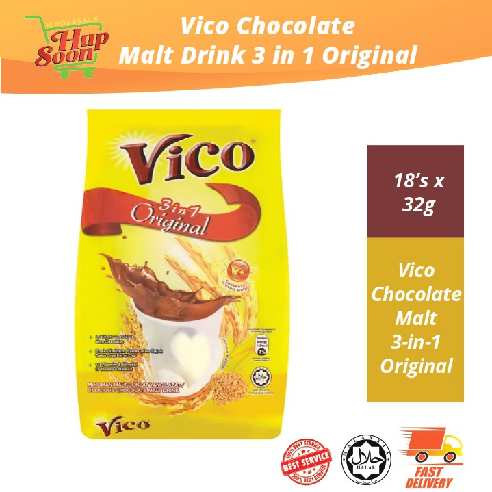 [FAST SHIPPING] VICO Chocolate Malt Drink 3in1 Original (18's x 32g