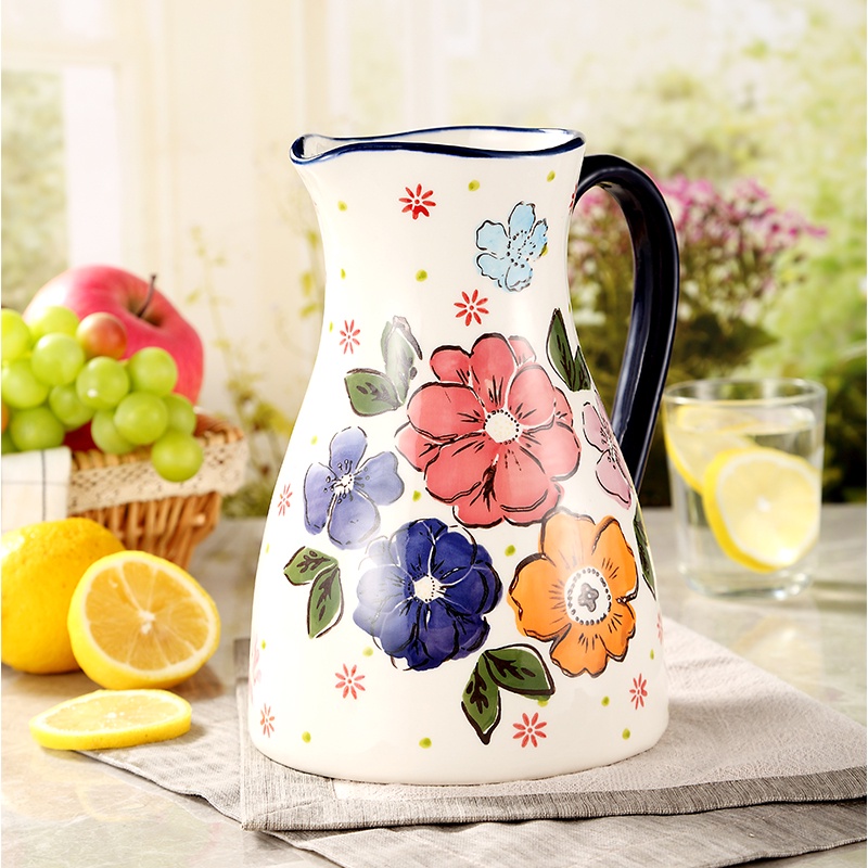 Pastoral Style Ceramic Milk Jug Vase Floral Shopee Malaysia