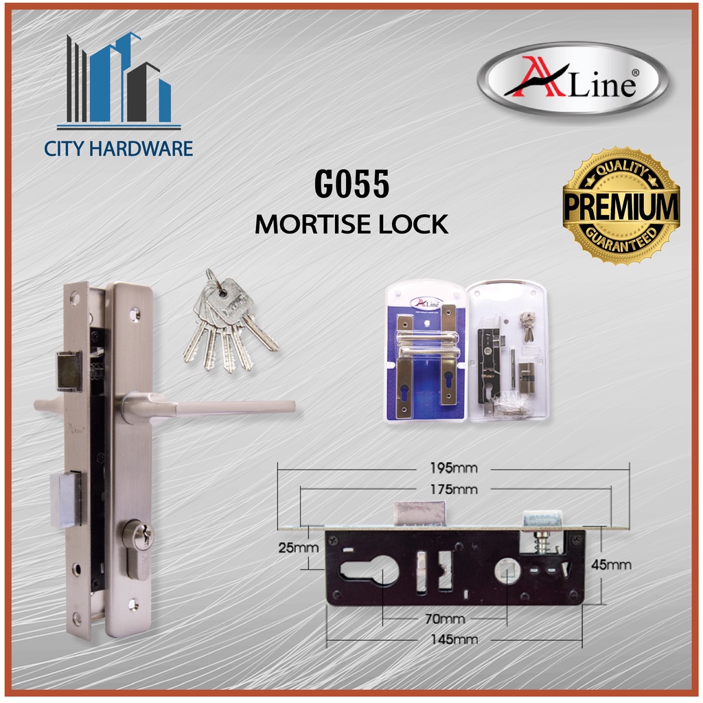 ALINE G055 MORTISE LOCK HANDLE ENTRANCE IRON DOOR GATE LOCT SET