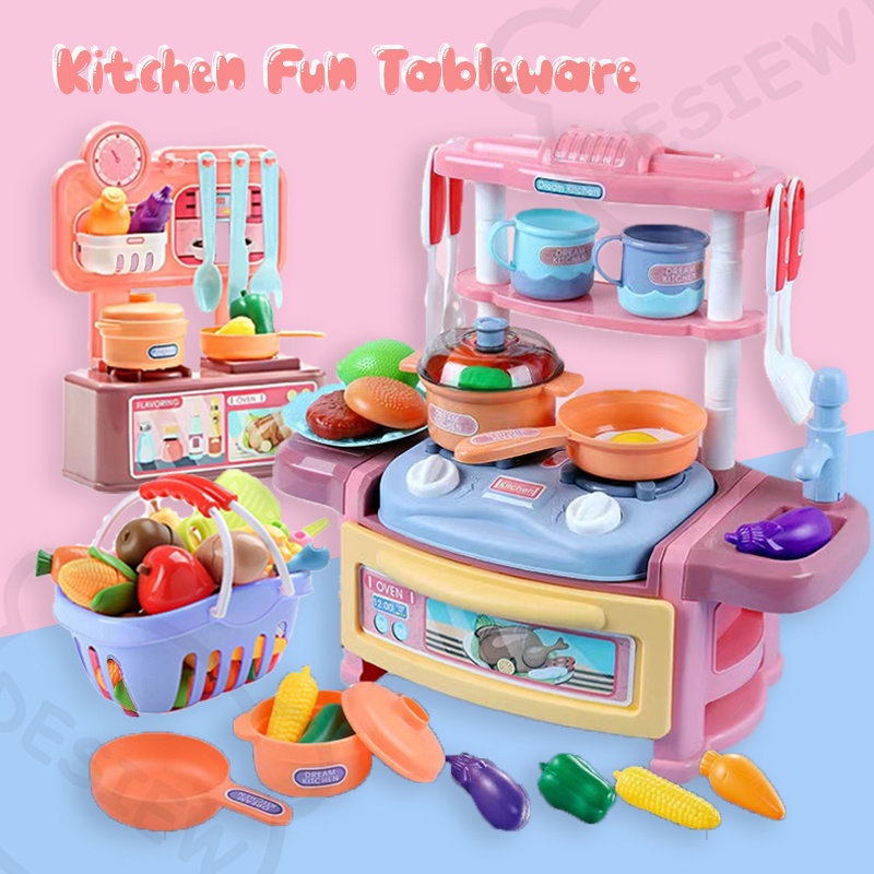 Kids Kitchen Cutting Vegetable Fruit Cooking Food Fun Play Kitchen