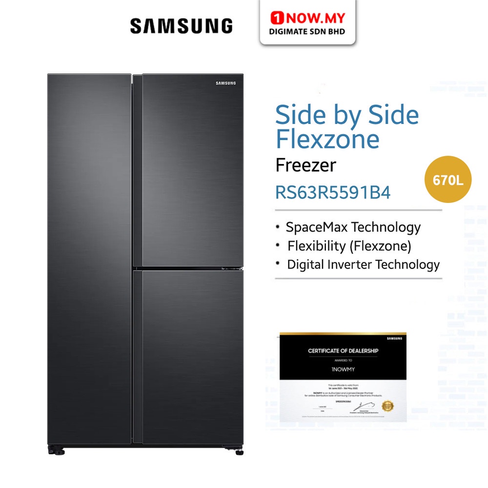 [SABAH]SAMSUNG 670L Side by Side Door Fridge RS63R5591B4 (Flexzone