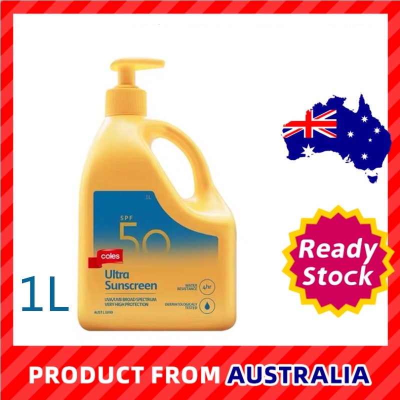 Coles Ultra Sunscreen SPF 50+ Sunscreen Ultra Pump 1L UVA UVB Broad